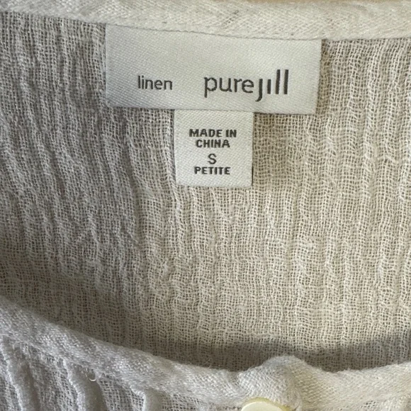 Pure Jill Linen White Lightweight Gauze Button-Front Shirt - Picture 2 of 6